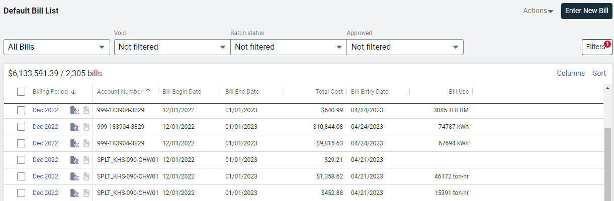 bill list example