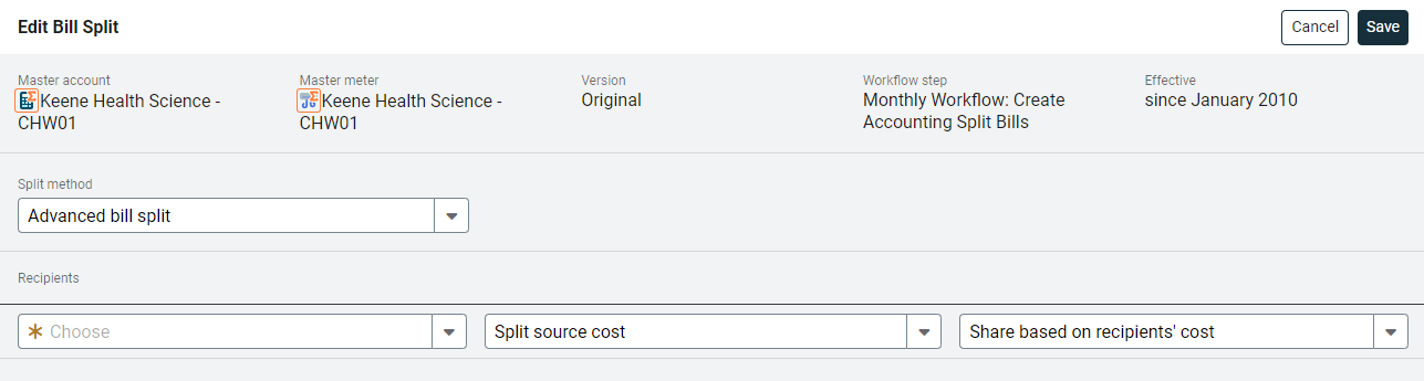 edit bill split form