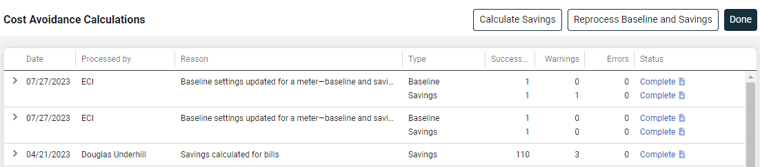 Cost Avoidance log