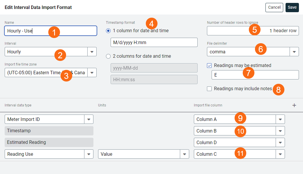 add new interval data import format